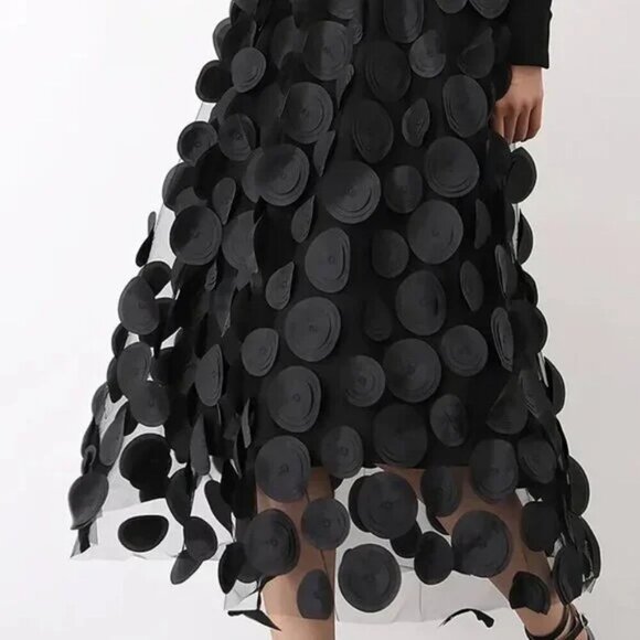 Polka Dot Applique High Waisted Skirt - Picture 3 of 5